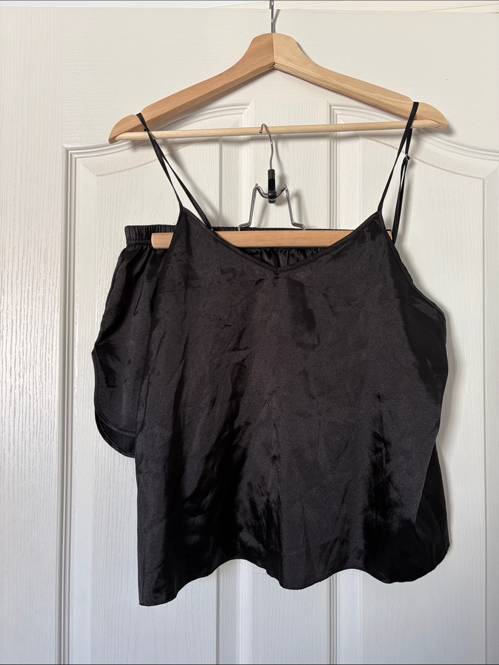 Black Satin Spaghetti Strap Women's pjs